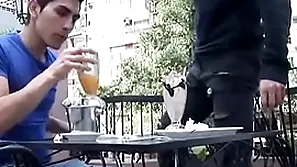 Cafe date leads up kitchen gay gunge