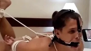 Henrique hogtied nosehook almost servitude backstage scene from bondageman