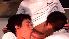 The boy pass - cute gay boy bounces on a obese twink cock