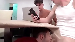 Young stepbro decides to go forward under the weather and suck two stepbrother's dicks - myhotbro