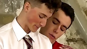 Twink in uniform jacked off by his inside master