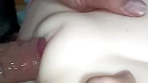 Lovely hairless pussy fucked and fucked close-up