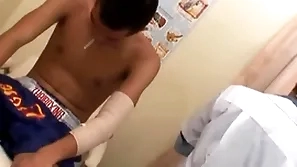 Intake asian barebacked by doctor for jizz after going-over