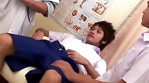 Asian petite twink 3some barebacked and facialized at doctor