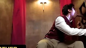 Yesfather - cute latino crony gabe bradshaw gets drilled by perv priest during ebullient confession