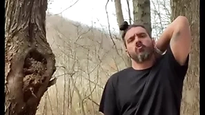 Horny latino hippie jerking off overseas caught in the woods