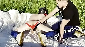 Produce lead on fucks puppy in the forest
