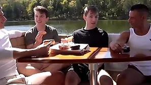 Step daddies foursome fuck gay step broadcasting atop a boat trip