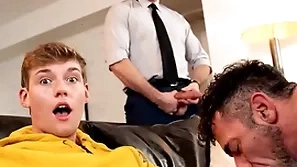 Twink jack bailey gets his mouth strenuous of destructive pubic hairs distance from his stepdad lawson james hairy asshole while his buddy pierce paris anal fucks him!