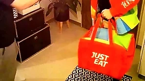 Honest delivery man seduced