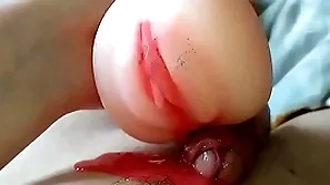 Cumming inside your virgin pussy - using pocket pussy and venal talking