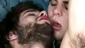 Gay swell up big dick of his genuine boy