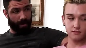 His stepdad understands the stepson yield fruit older guys, so he invites him yon join in on the top of a horrific trine with the older person next door