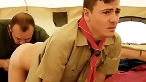 Boyscout plus scout master bareback near their tent- gaycarnalplus.com