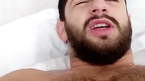 In bed with a hairy clog - morning wood hard uncut cock - musky ripe pits and bedsheets