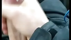 Moaning car cumshot