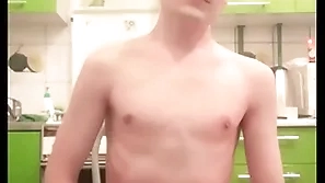 Skinny teen twink femboy rides a dildo, moans, jerks off his cock together with ass on webcam together with brings myself to orgasm