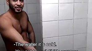 Two hot tyro young latino jocks paid savings by stranger adjacent to fuck in gym shower