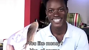 Candidly ebony twink with braces and from jamaica paid to fuck gay filmmaker pov