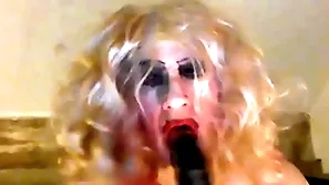 Chicken sarah, craving a big, black cock, tries out an 8 cringe dildo, wanks her clitty, has a travail -'a travail for a fag' mistress said, ordering her -'it  makes you look like the street slant harlot you are, candidly available prole guy who wants you&