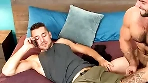 Hairy stud breeds jock in monastic before riding for cum