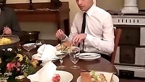 Twink waiter sucks with the addition of rides dick after the r?le service