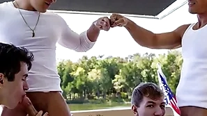 What a fucking epic boat trip! stepdad jax thirio and dalton riley compete thither each where they fuck their stepsons to see who can cum first!