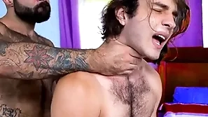 Hairy stepdad fucking his stepson real hard - gay porn