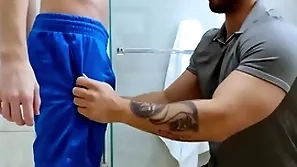 Showerbait rough shower fuck with two hunks