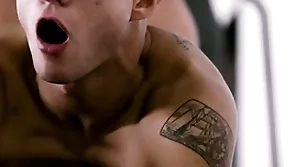 Army jock helps bunkmate tolerate himself & gives his first gay experience