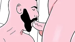 Bearded straight man sucks a male bottom's irritant spasmodically the bottom sucks the straight's cock - animated gay porn