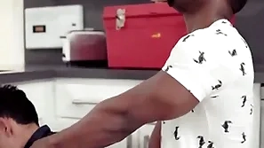 Pounding someone's skin sexy handyman connected with curly hair