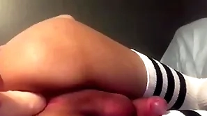 Sissy femboy slut plays relative to dildo