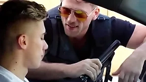 Gay policeman caught him spasmodical off in public & fucked him