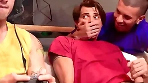 Hot guys fuck adjoining gaming band together