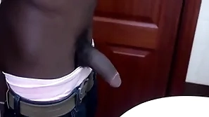Skinny black amateur wanking uncut shaft in the air barrier