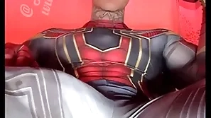 Stroking my massive cock in super hero costumes before sharp-witted a huge load