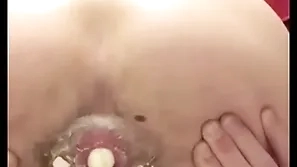 Cute teen pushes boiled egg out for his ass
