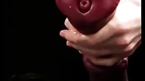Masturbating immense horse-shaped dildo
